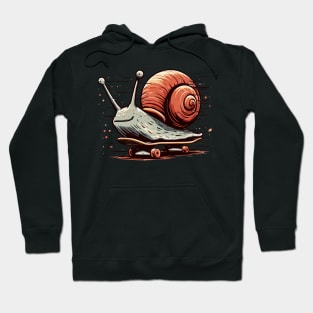 Retro vintage funny snail on skateboard Hoodie